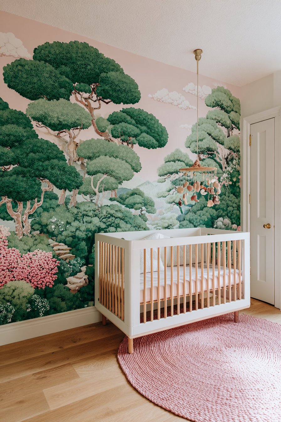 Whimsical Hand-Painted Tree Mural