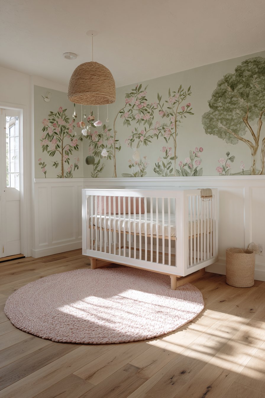 Whimsical Hand-Painted Tree Mural