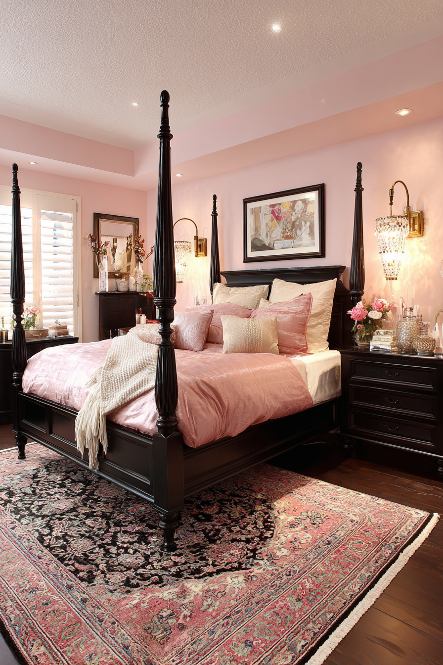 Sophisticated Rose and Dark Wood Elegance