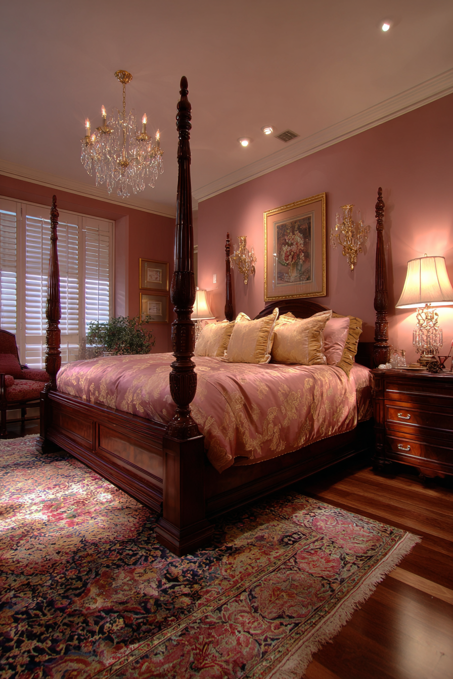 Sophisticated Rose and Dark Wood Elegance