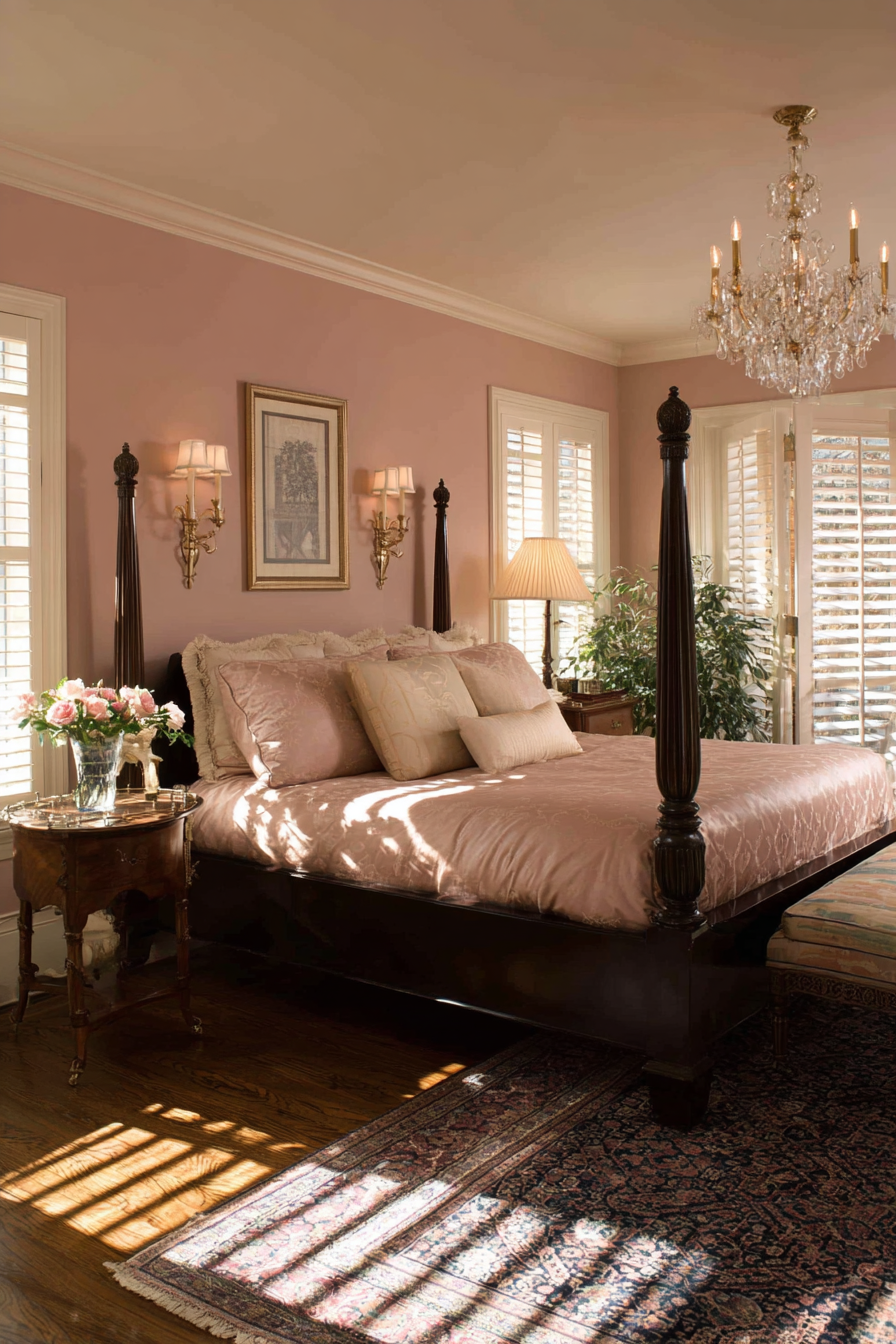 Sophisticated Rose and Dark Wood Elegance