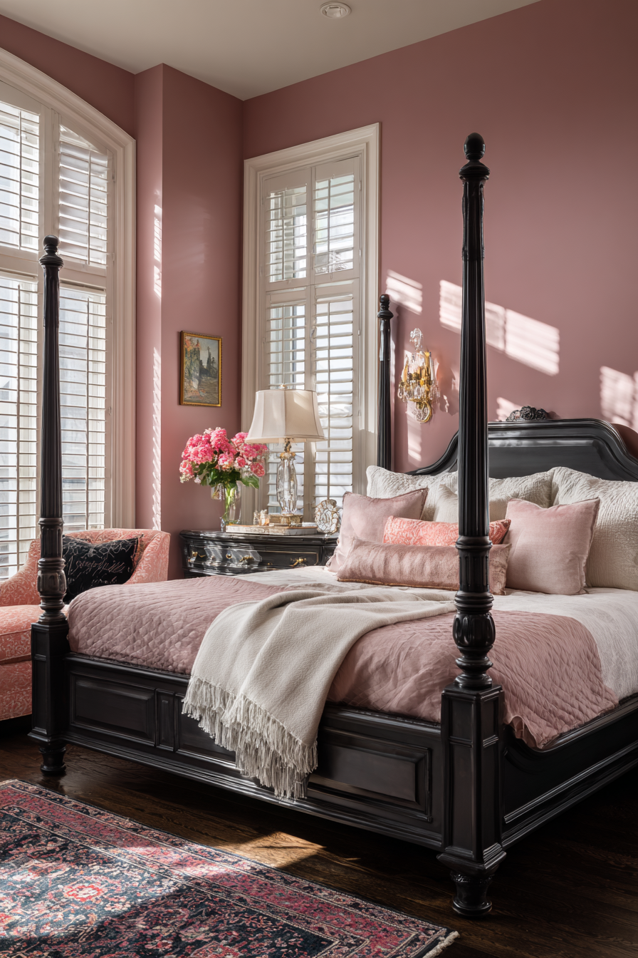 Sophisticated Rose and Dark Wood Elegance