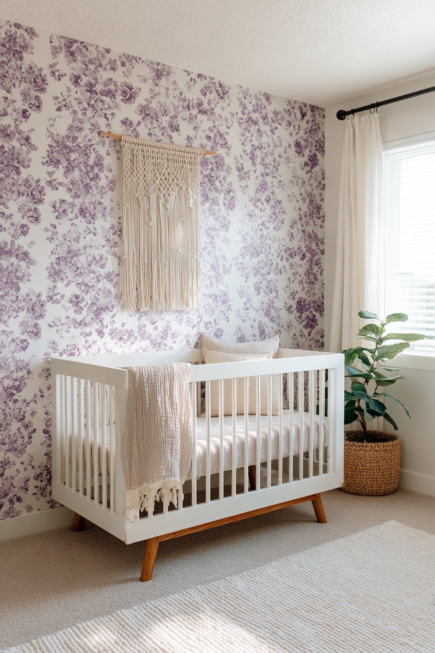 Removable Floral Wallpaper Accent Wall