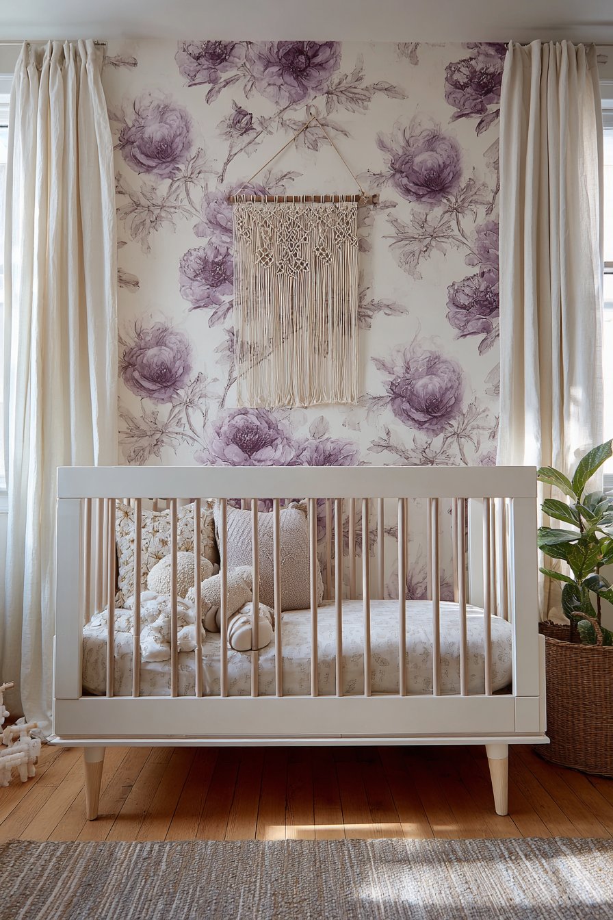 Removable Floral Wallpaper Accent Wall