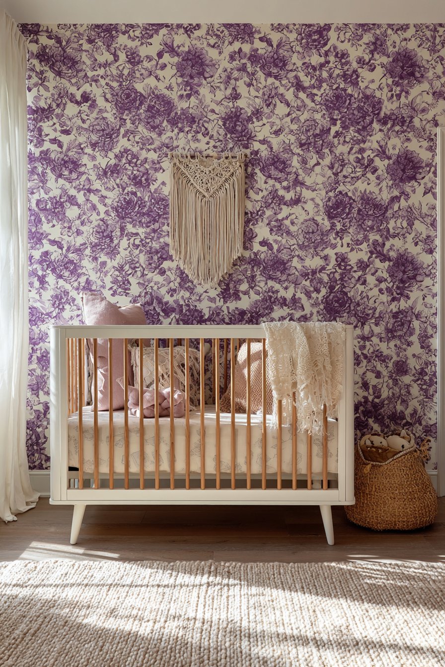 Removable Floral Wallpaper Accent Wall