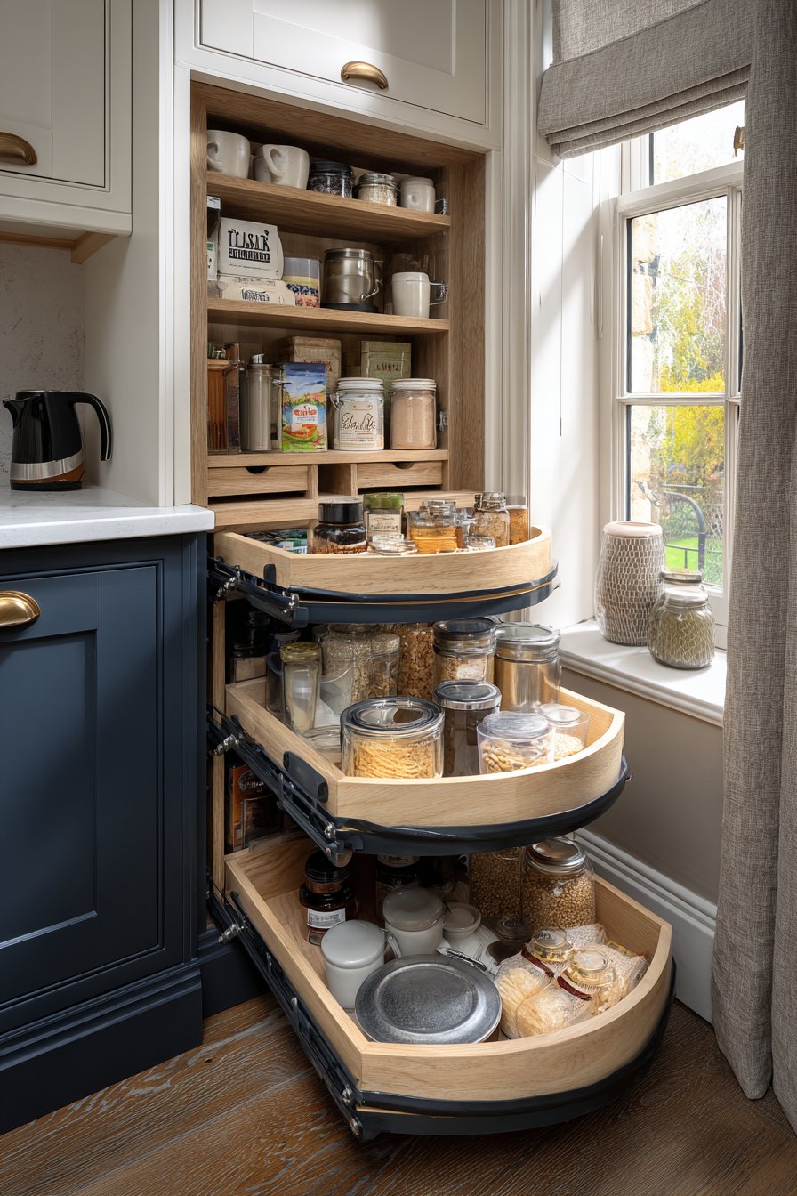 Navy and White Kitchen with Smart Corner Storage