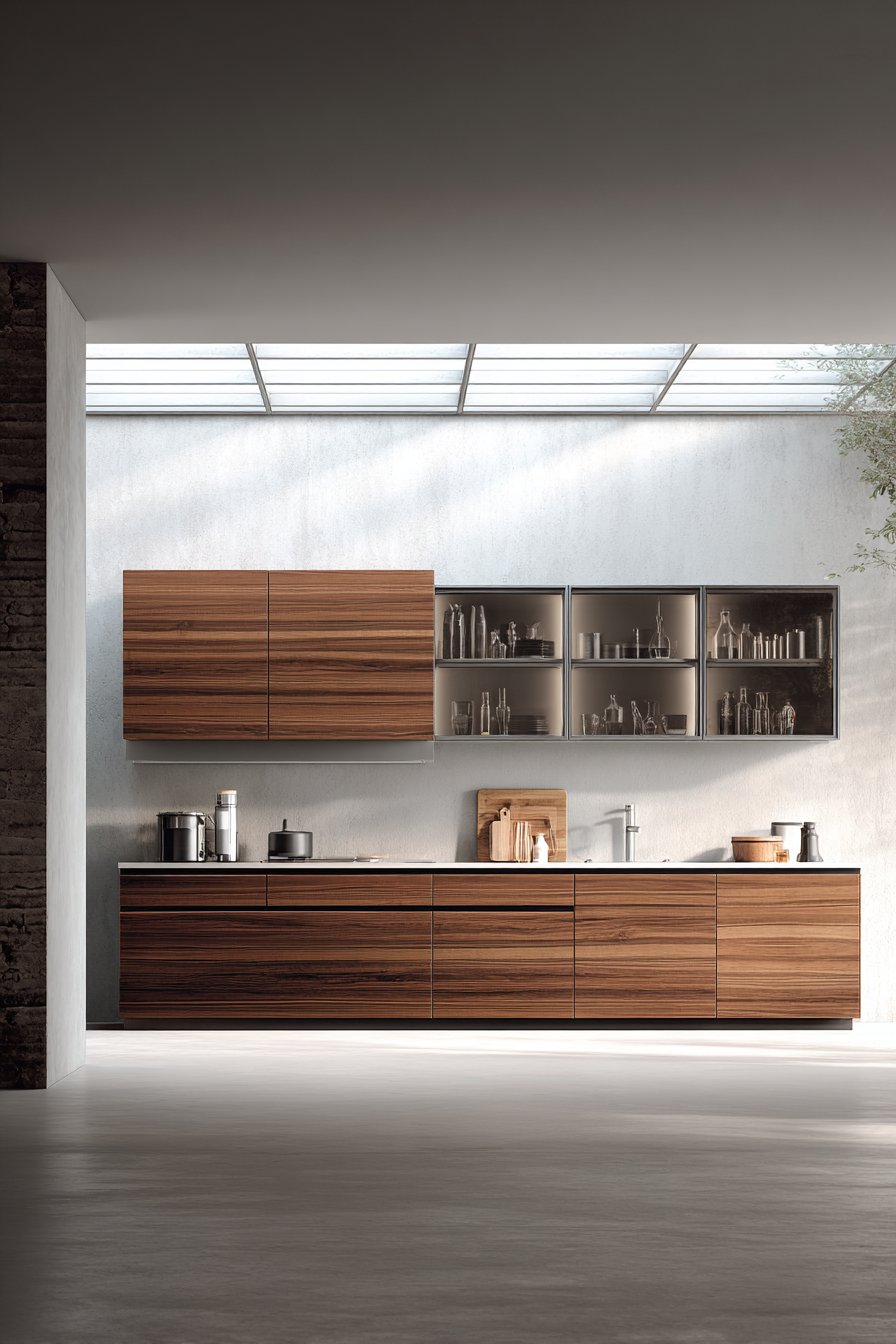 Minimalist Oak Veneer Handle-Less Design