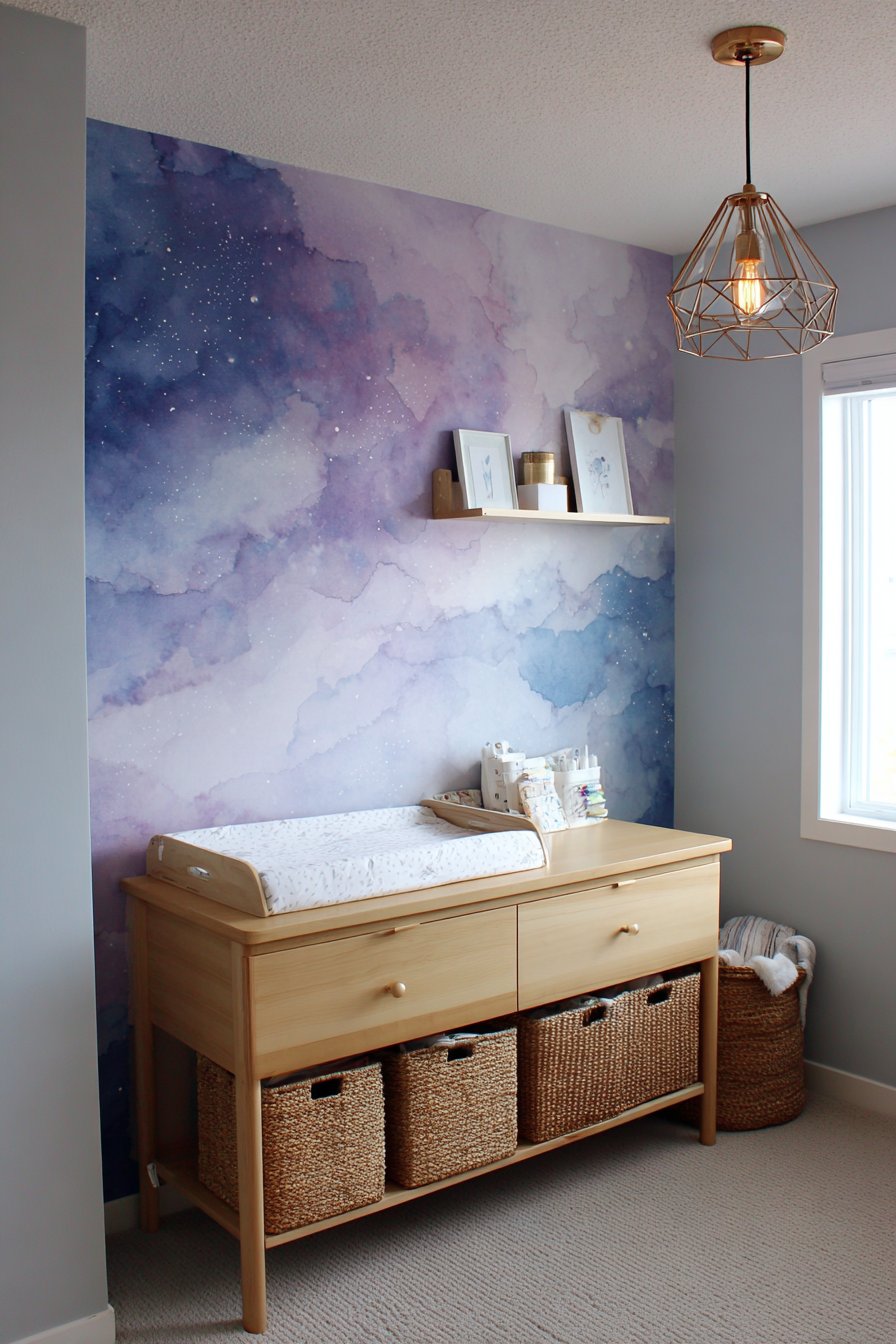 Watercolor Galaxy Feature Wall