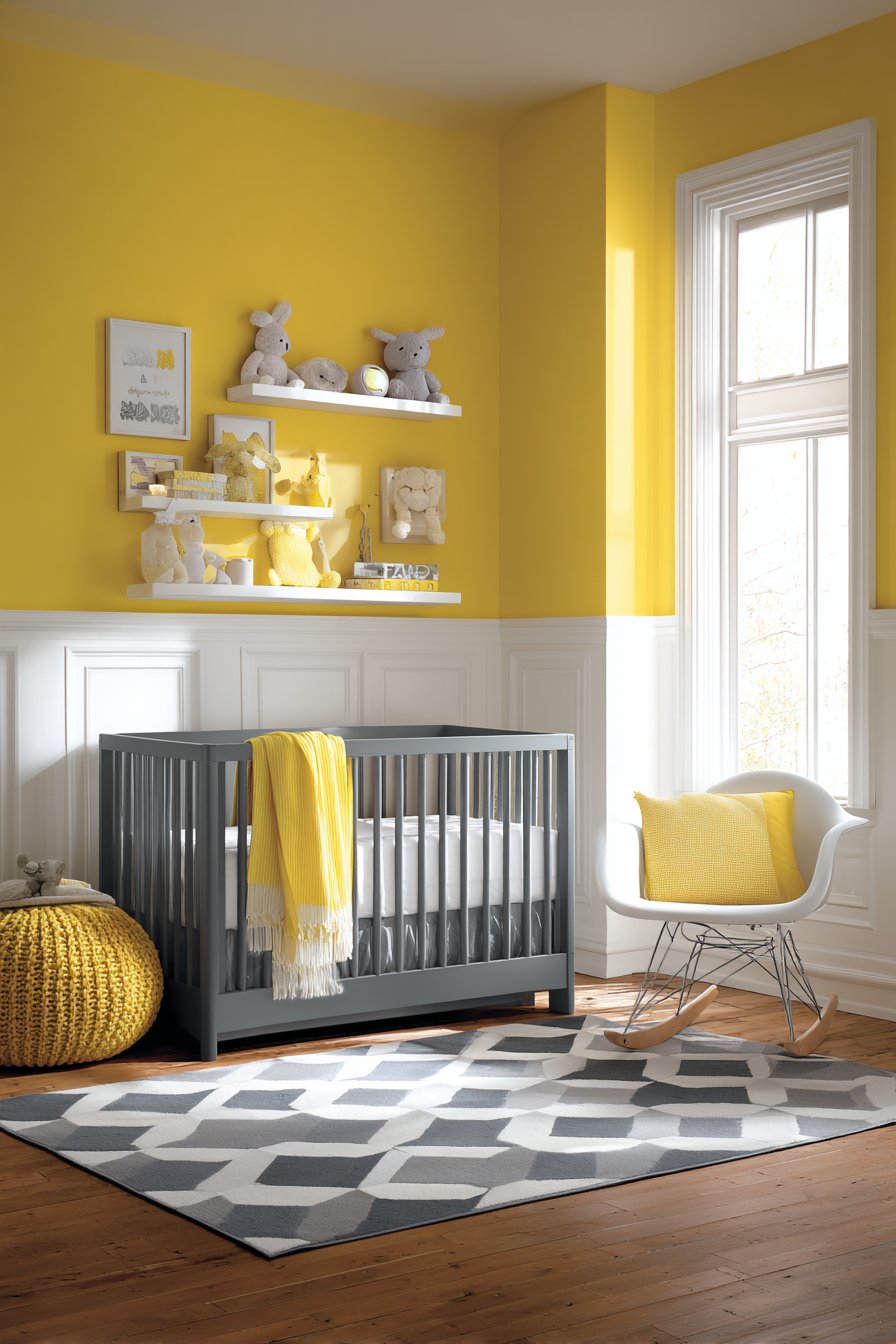 Bold Marigold with Modern Wainscoting