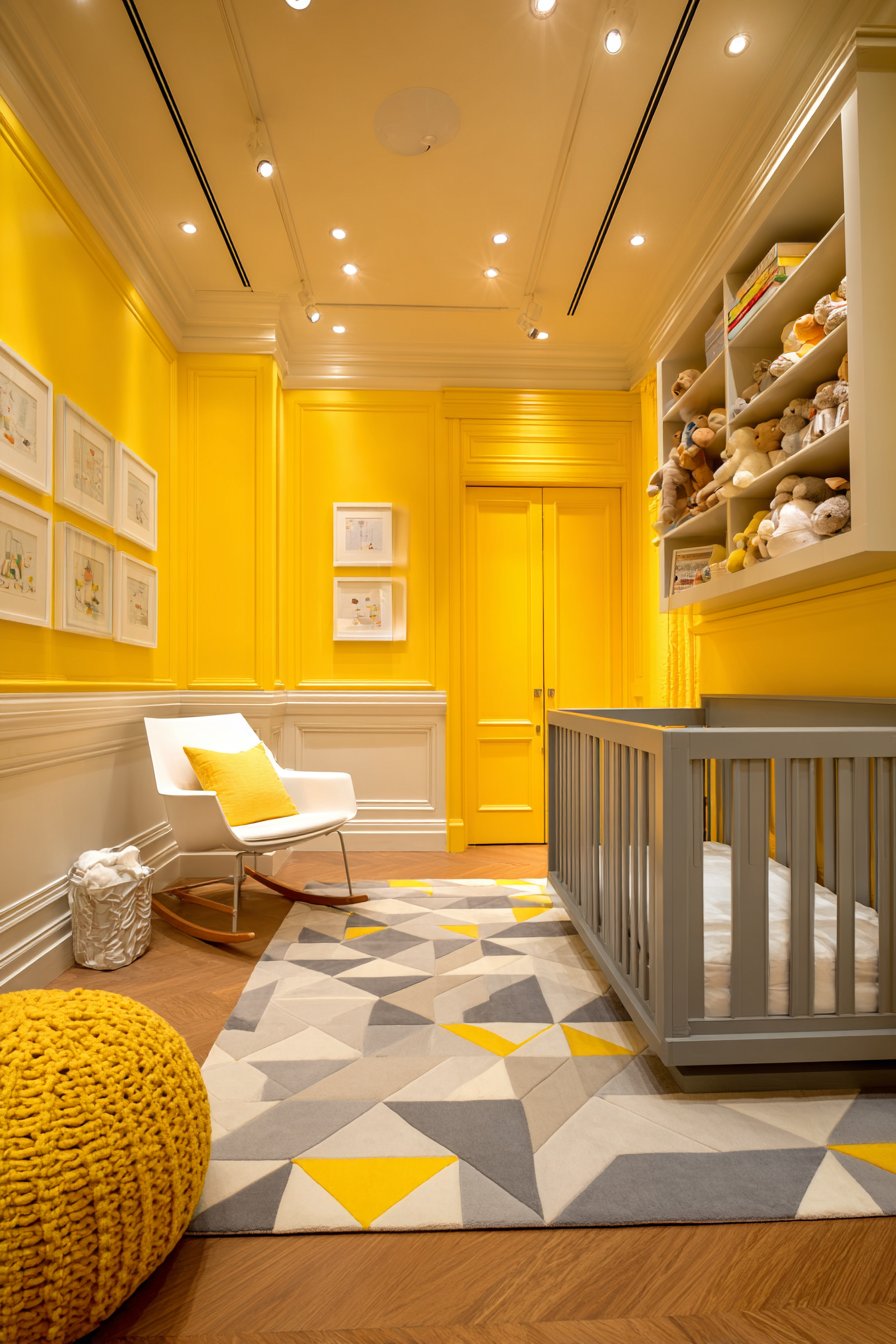 Bold Marigold with Modern Wainscoting