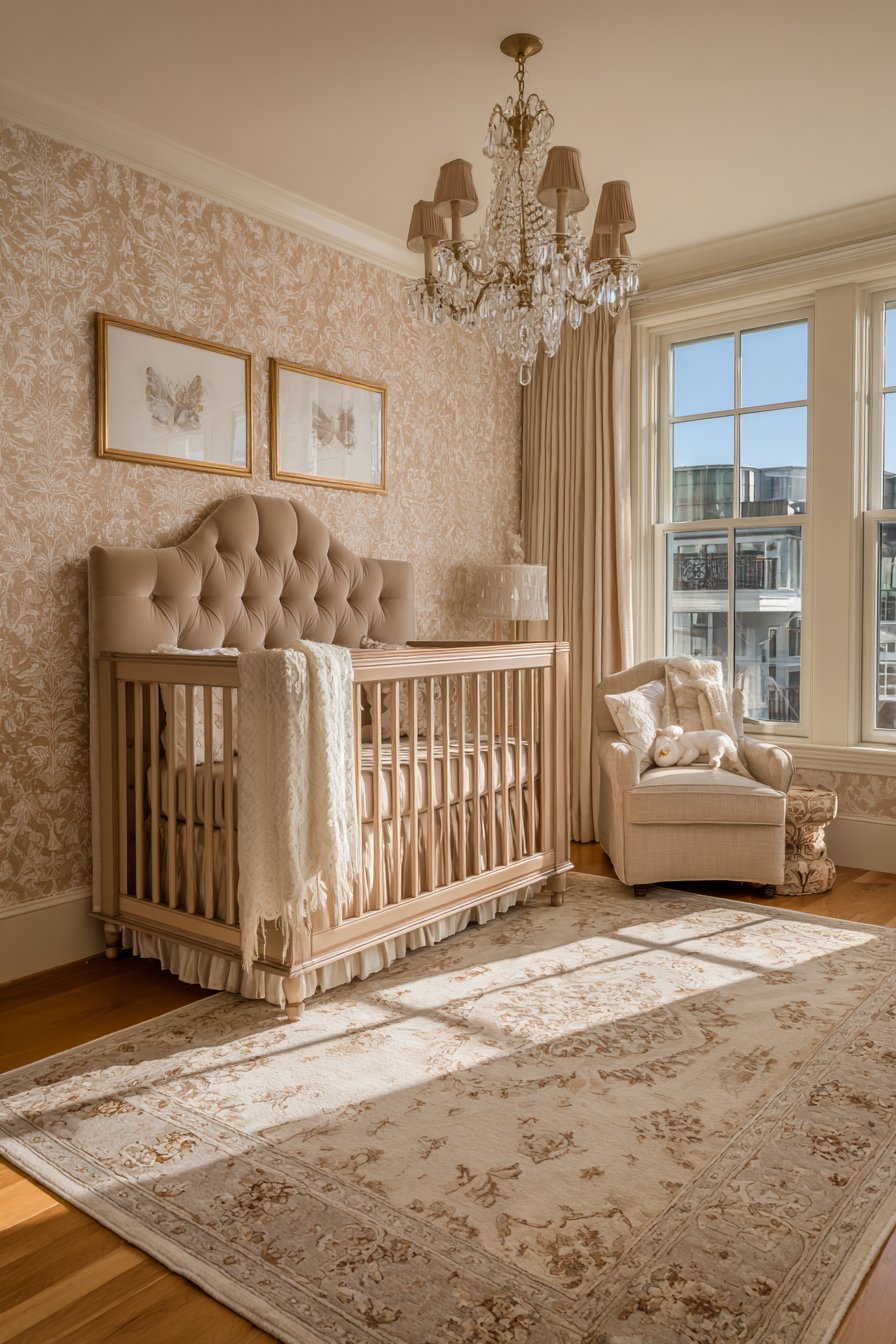 Traditional Elegance with Upholstered Crib