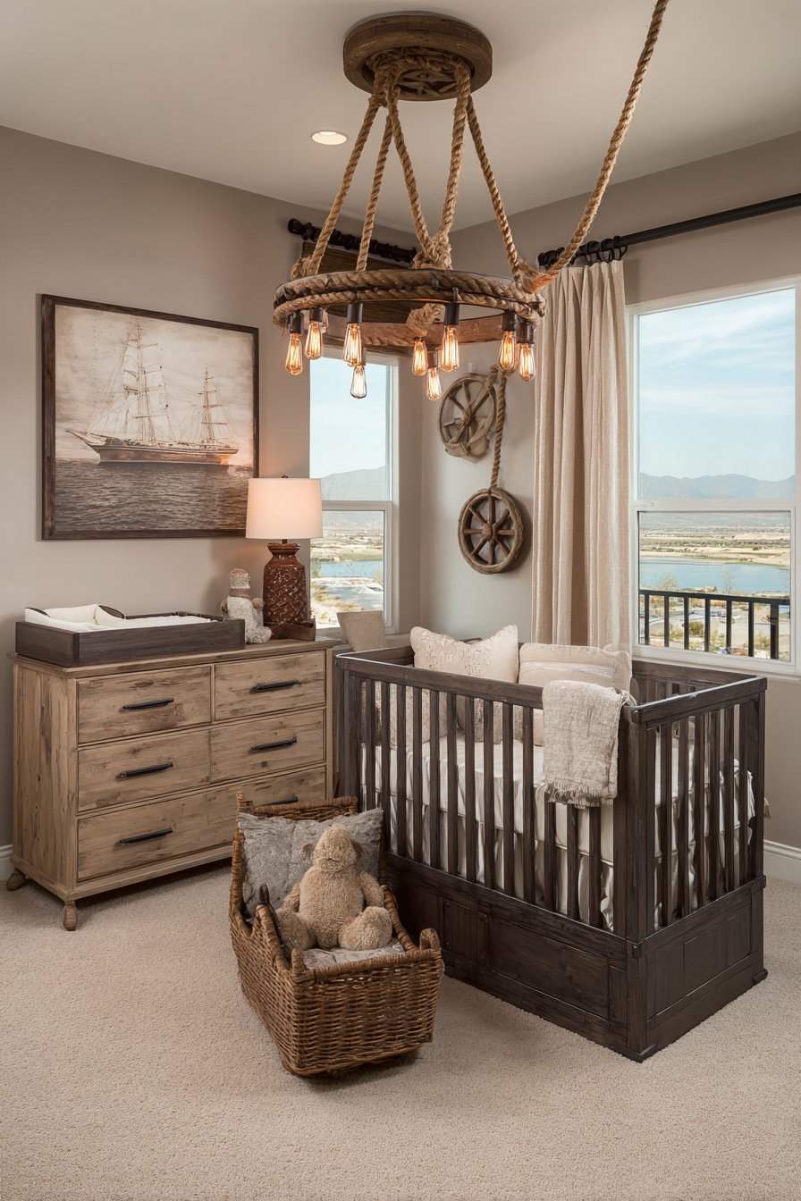 Layered Lighting with Wagon Wheel Chandelier