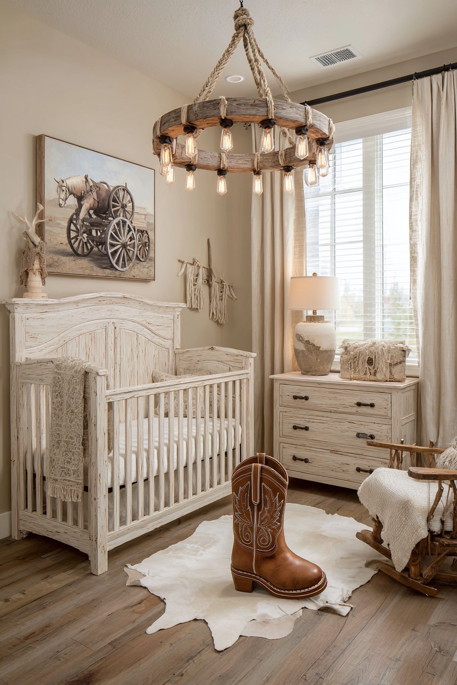 Layered Lighting with Wagon Wheel Chandelier