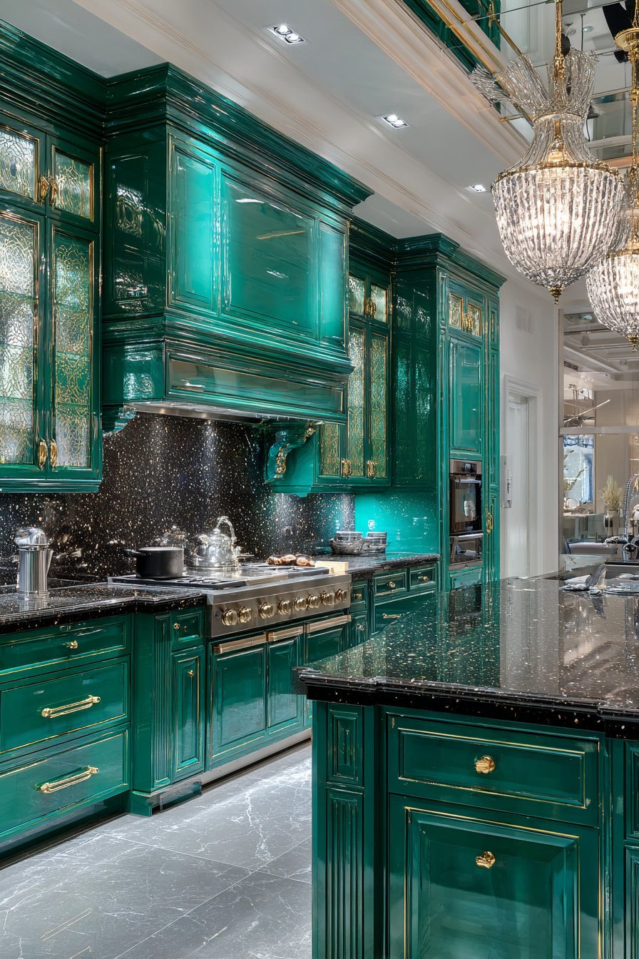 Luxurious Malachite Green with Gold Accents