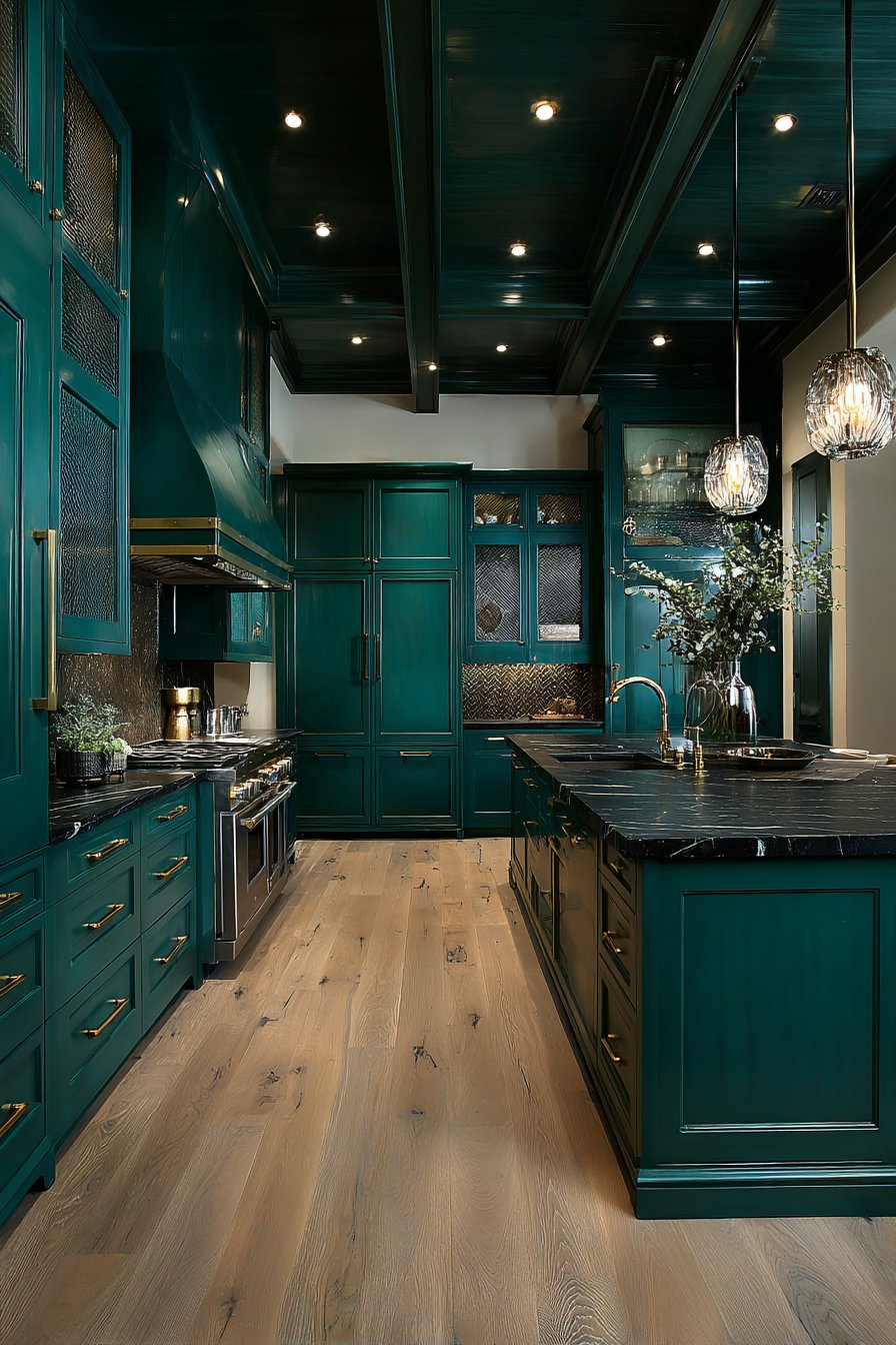 Luxurious Malachite Green with Gold Accents