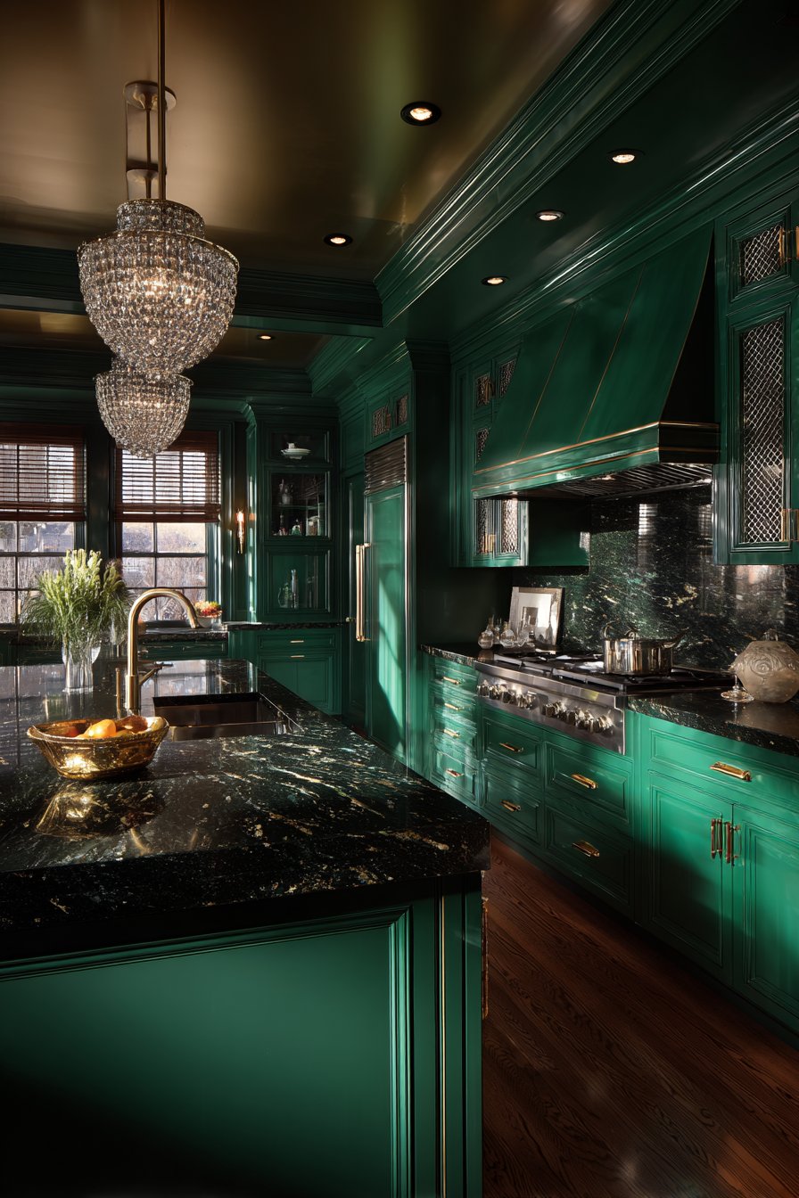 Luxurious Malachite Green with Gold Accents