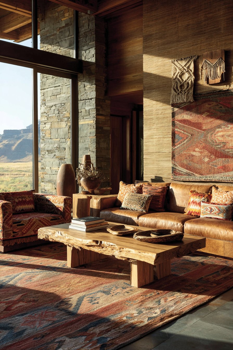 Grasscloth and Vintage Leather