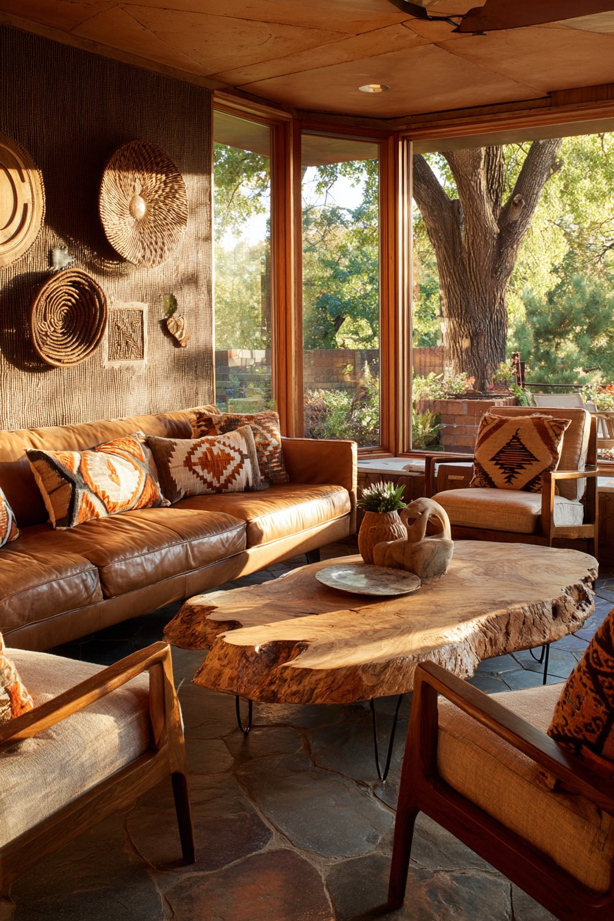 Grasscloth and Vintage Leather