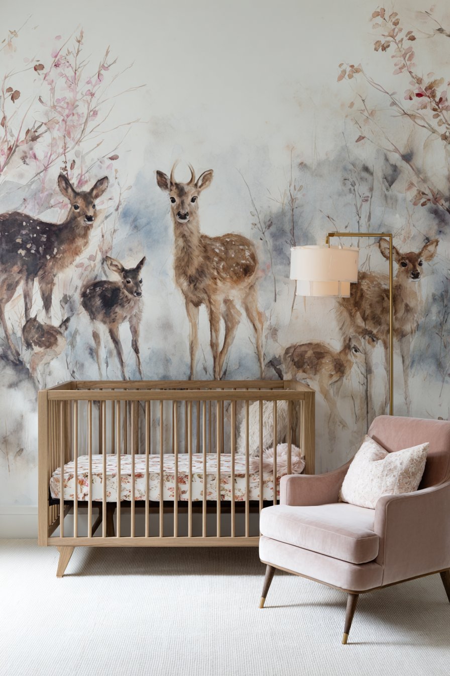 Watercolor Woodland Mural Feature Wall