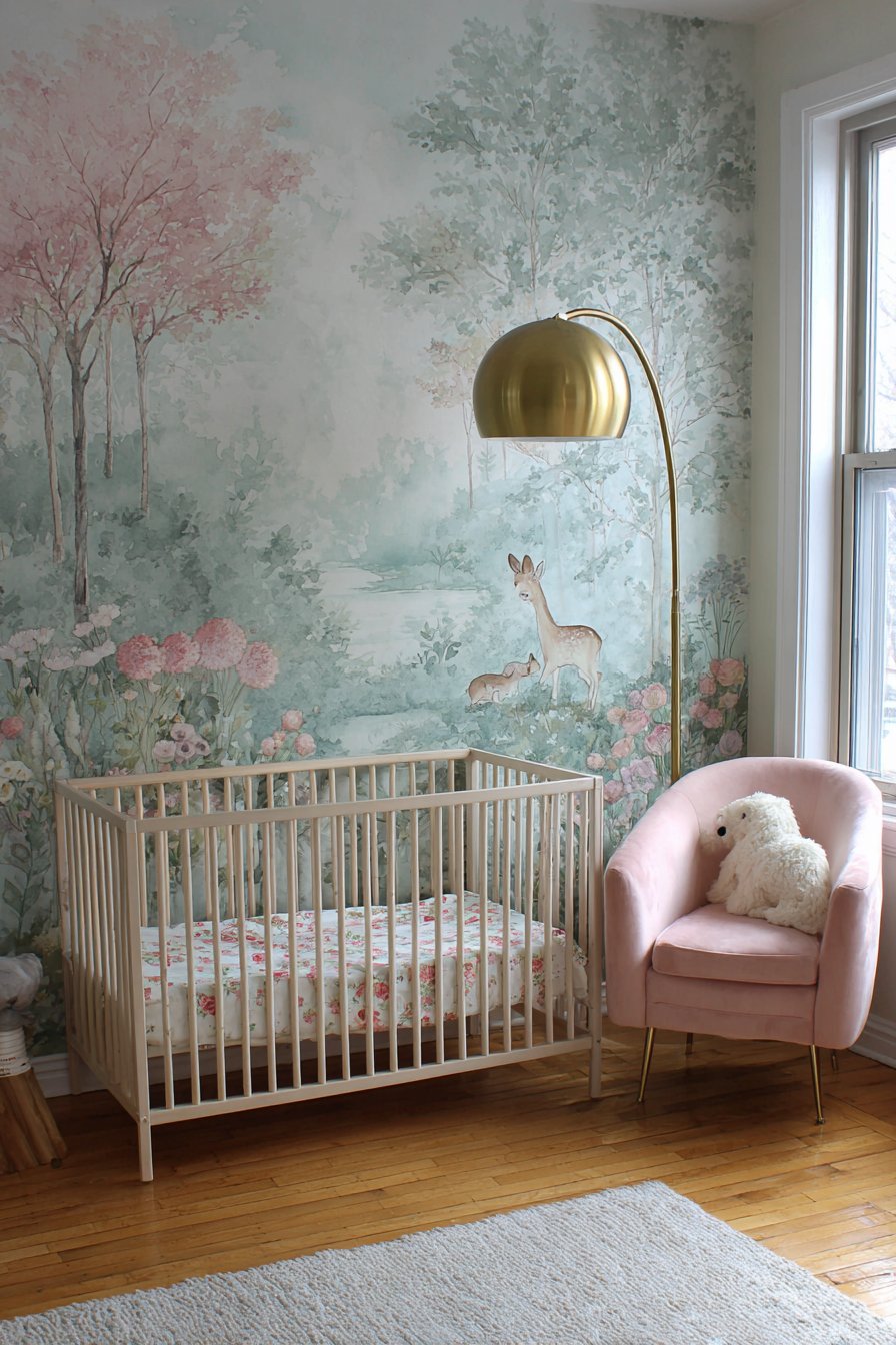 Watercolor Woodland Mural Feature Wall