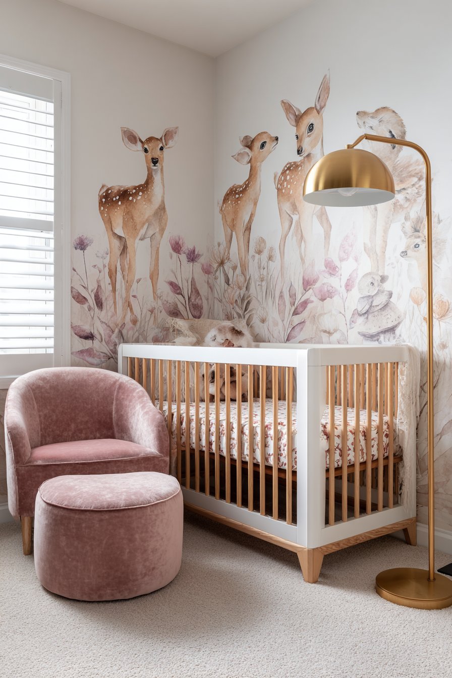 Watercolor Woodland Mural Feature Wall