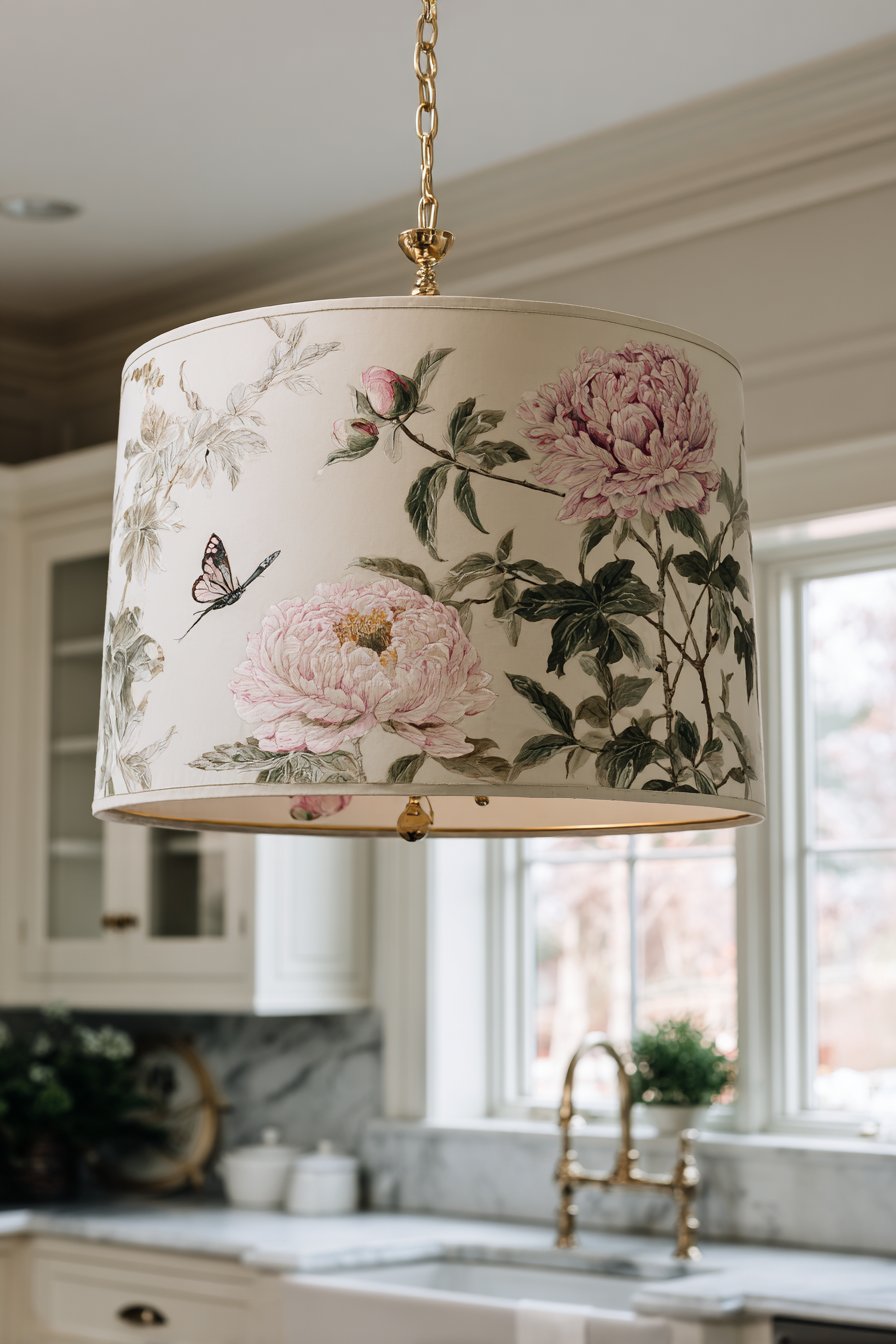 Floral Wallpapered Range Hood Statement