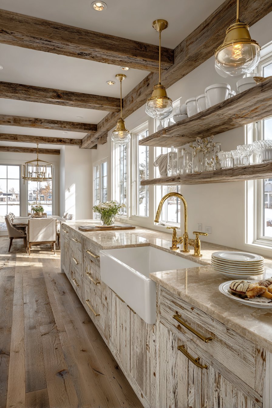 Farmhouse Gold Rustic Kitchen