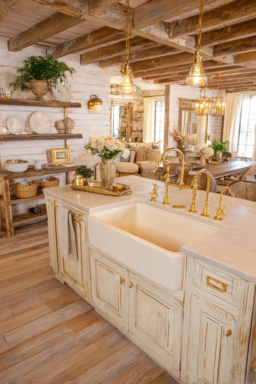 Farmhouse Gold Rustic Kitchen