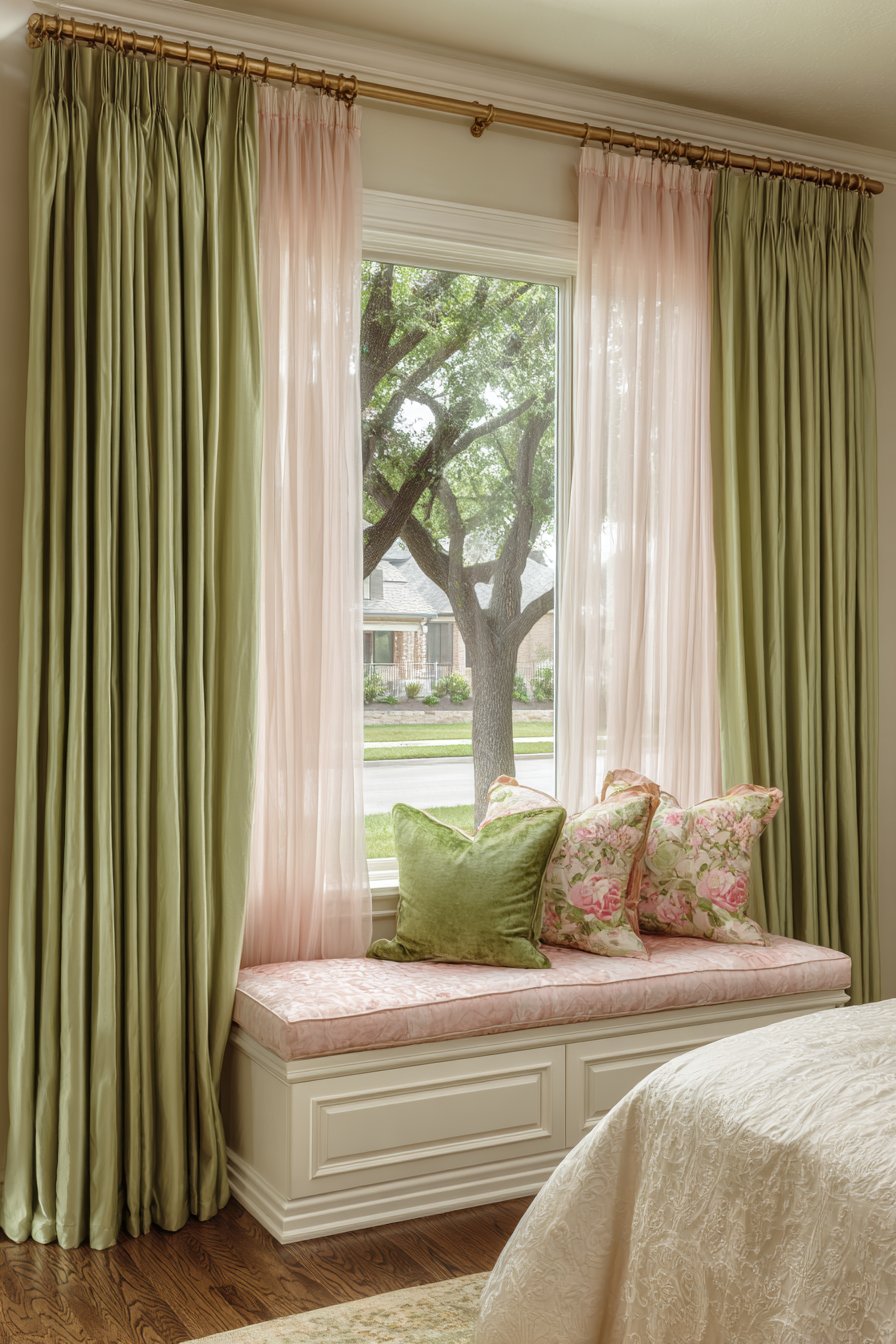 Layered Window Treatments with Dimensional Depth