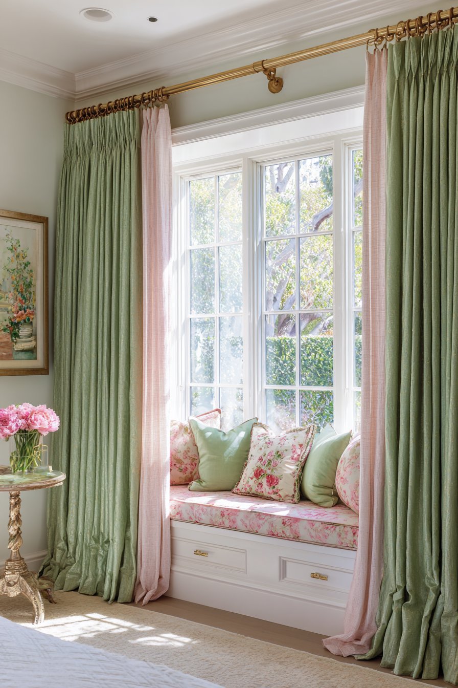 Layered Window Treatments with Dimensional Depth
