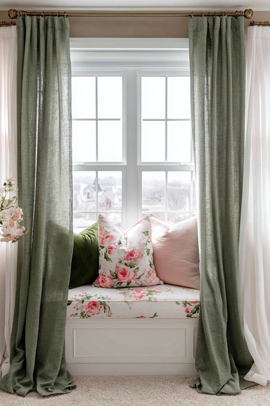 Layered Window Treatments with Dimensional Depth