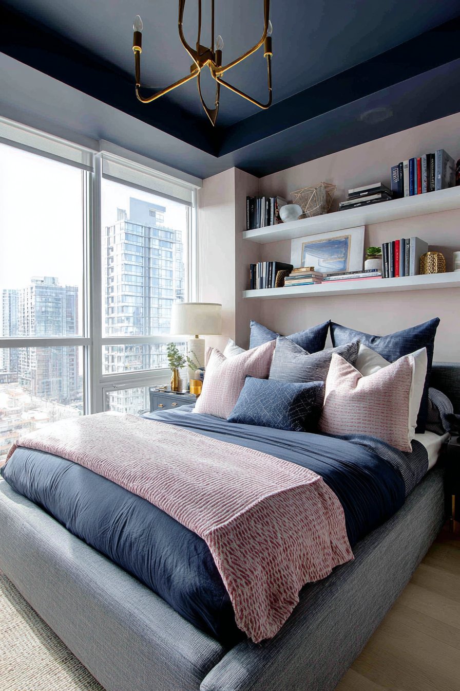 Navy Ceiling with Blush Pink Walls