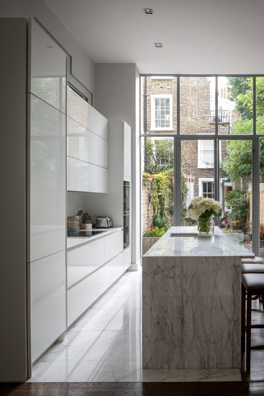 Minimalist White Gloss with Carrara Marble