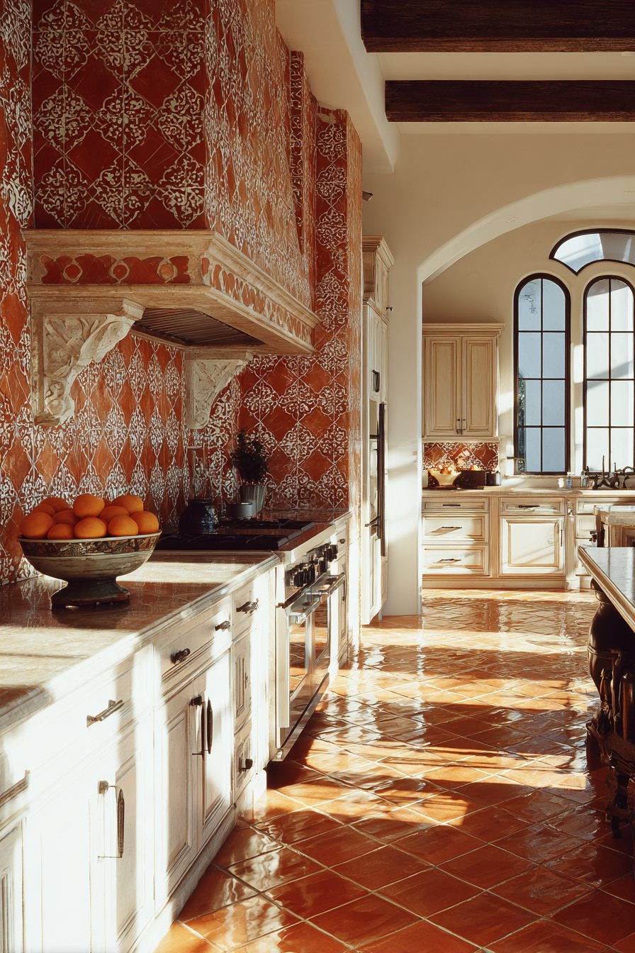 Mediterranean Terracotta Tile Kitchen