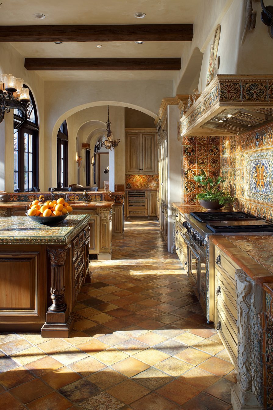 Mediterranean Terracotta Tile Kitchen
