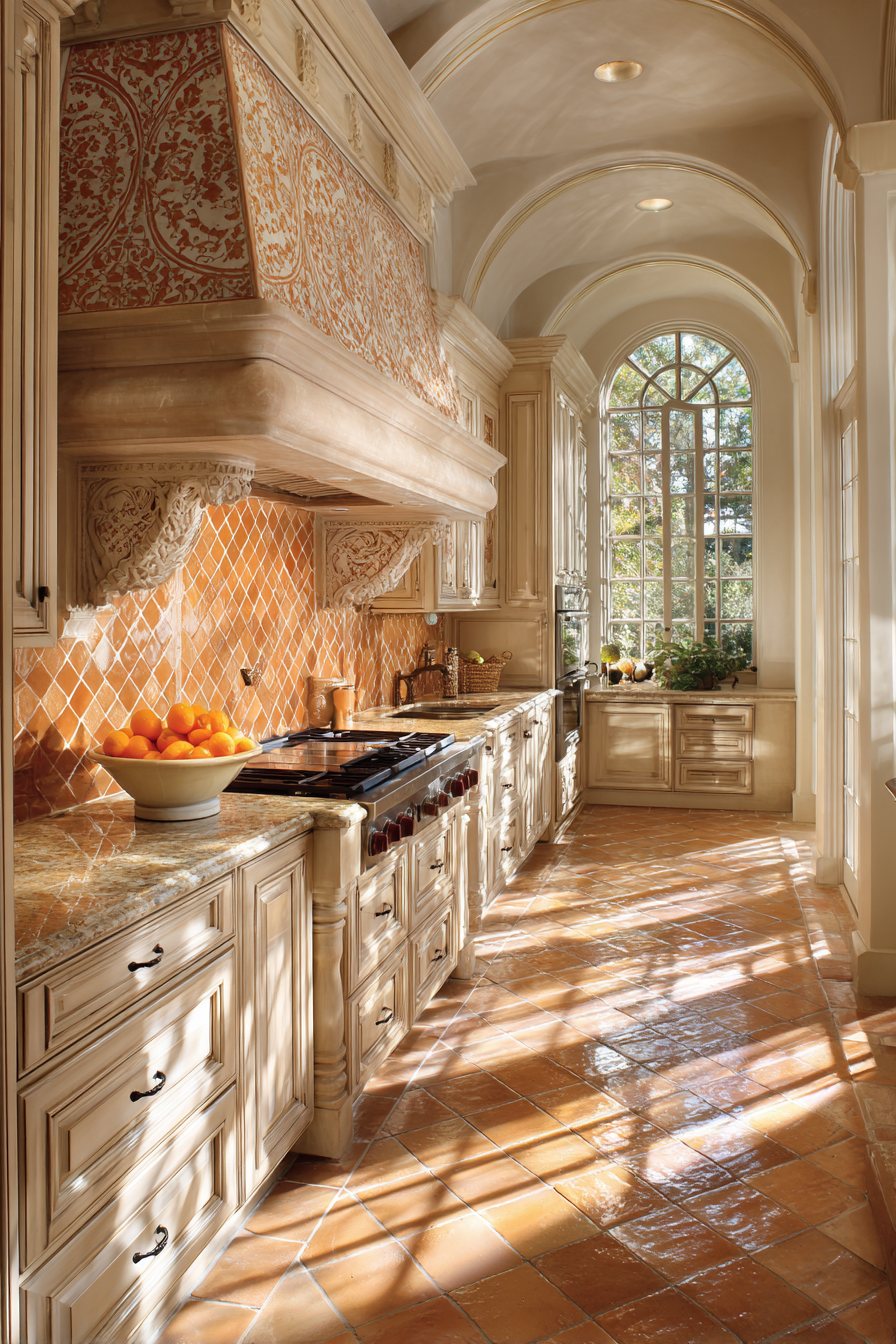 Mediterranean Terracotta Tile Kitchen