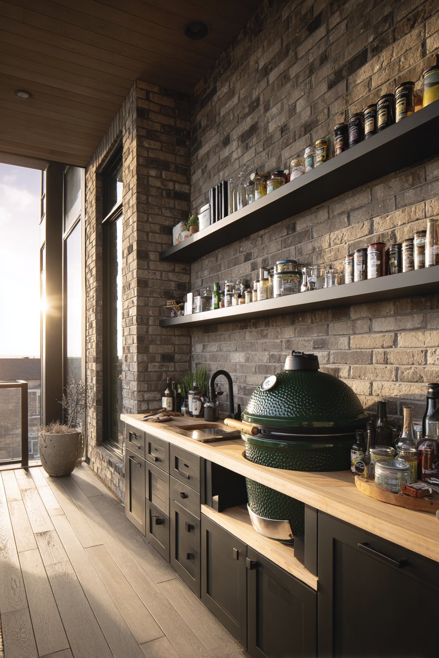 Vertical Storage with Butcher Block Surface