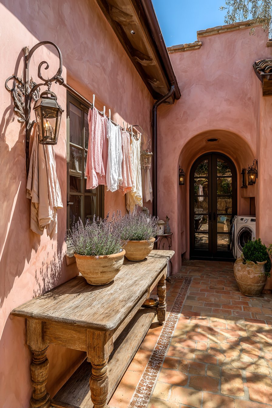 Mediterranean Terracotta Laundry Alcove