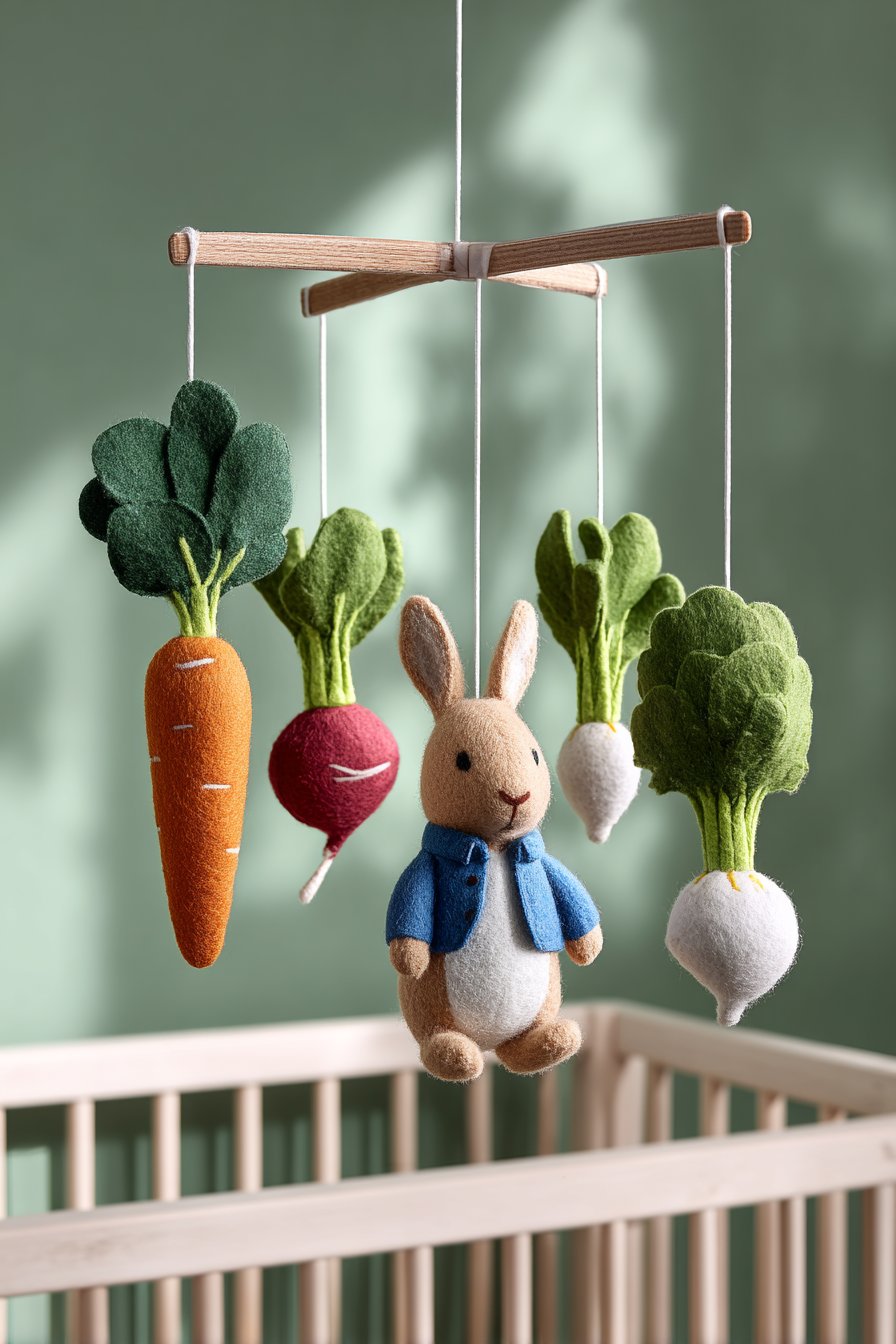 Handcrafted Mobile with Garden Vegetables