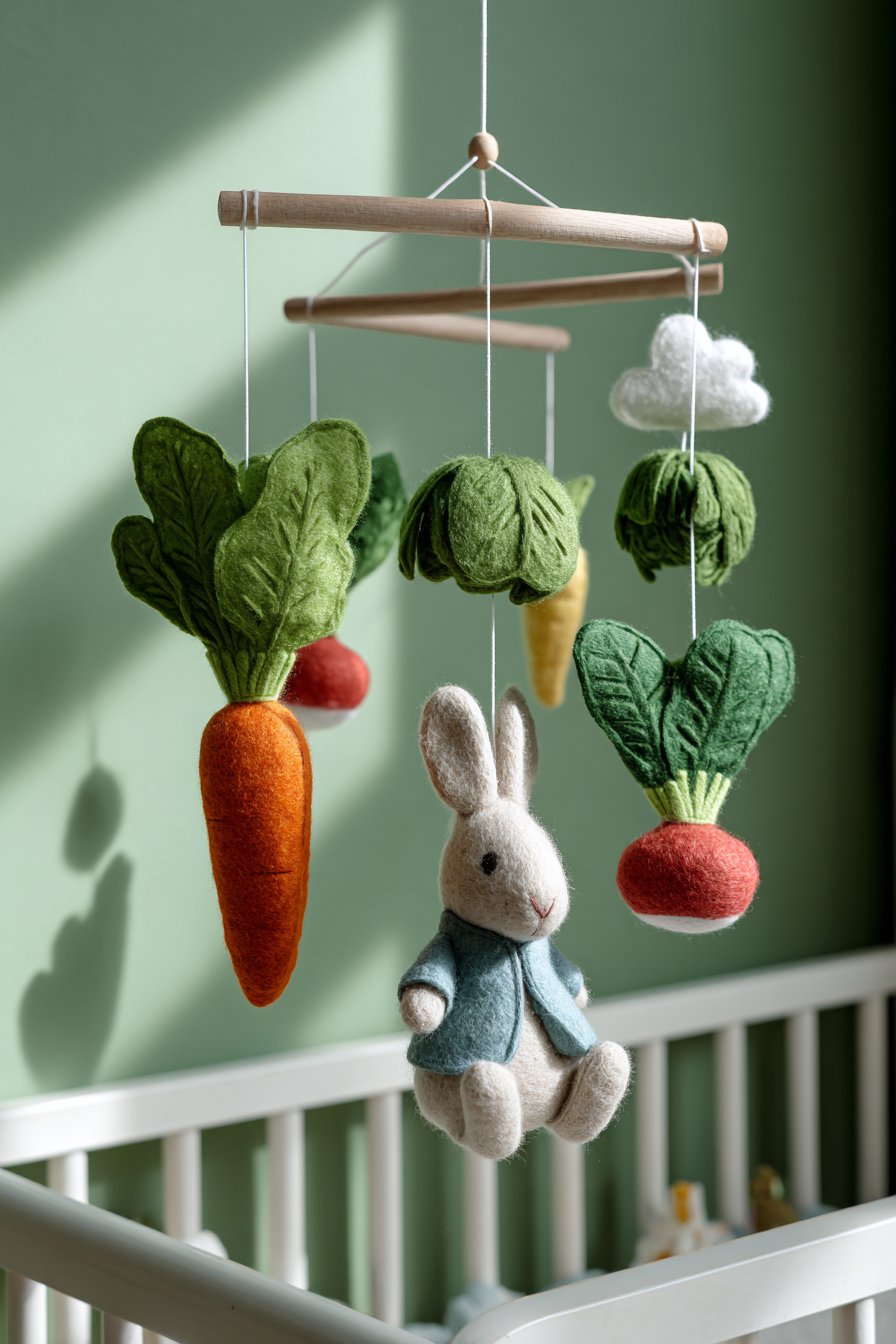 Handcrafted Mobile with Garden Vegetables