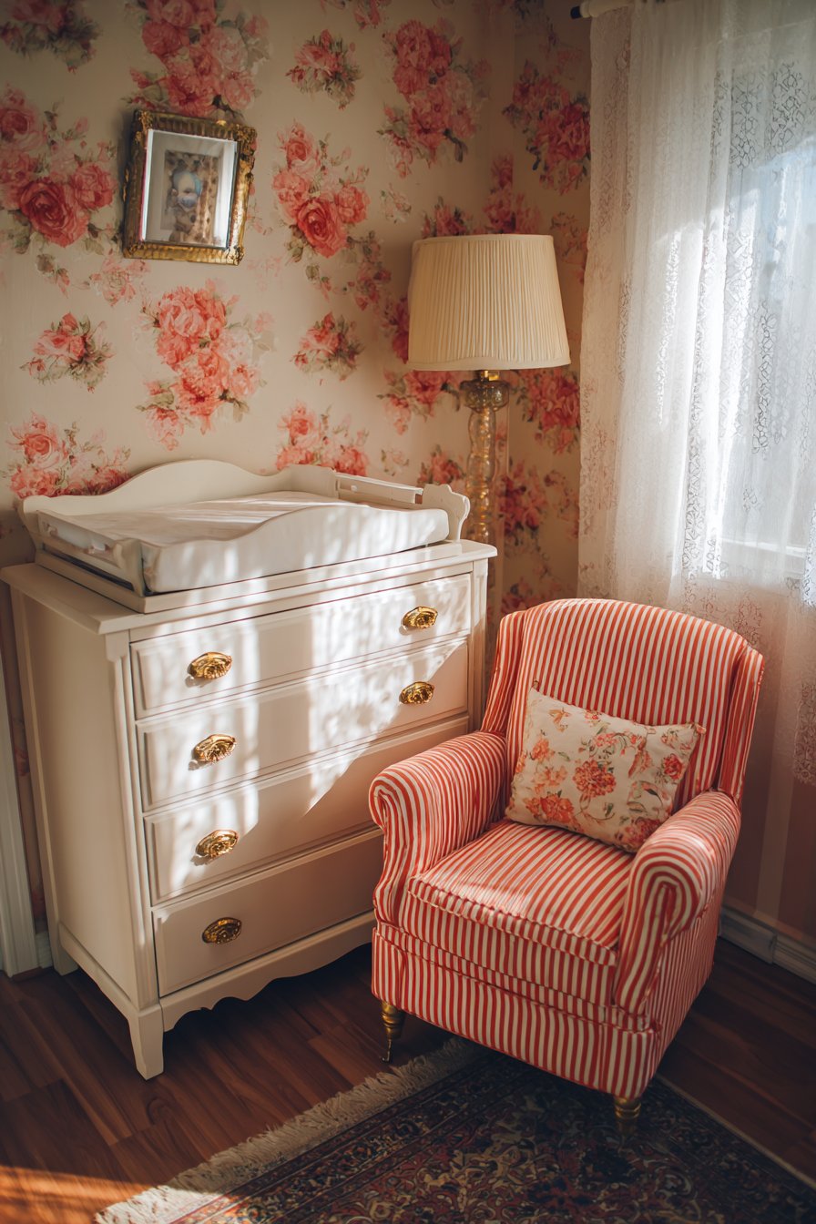 Vintage Rose Floral Wallpaper