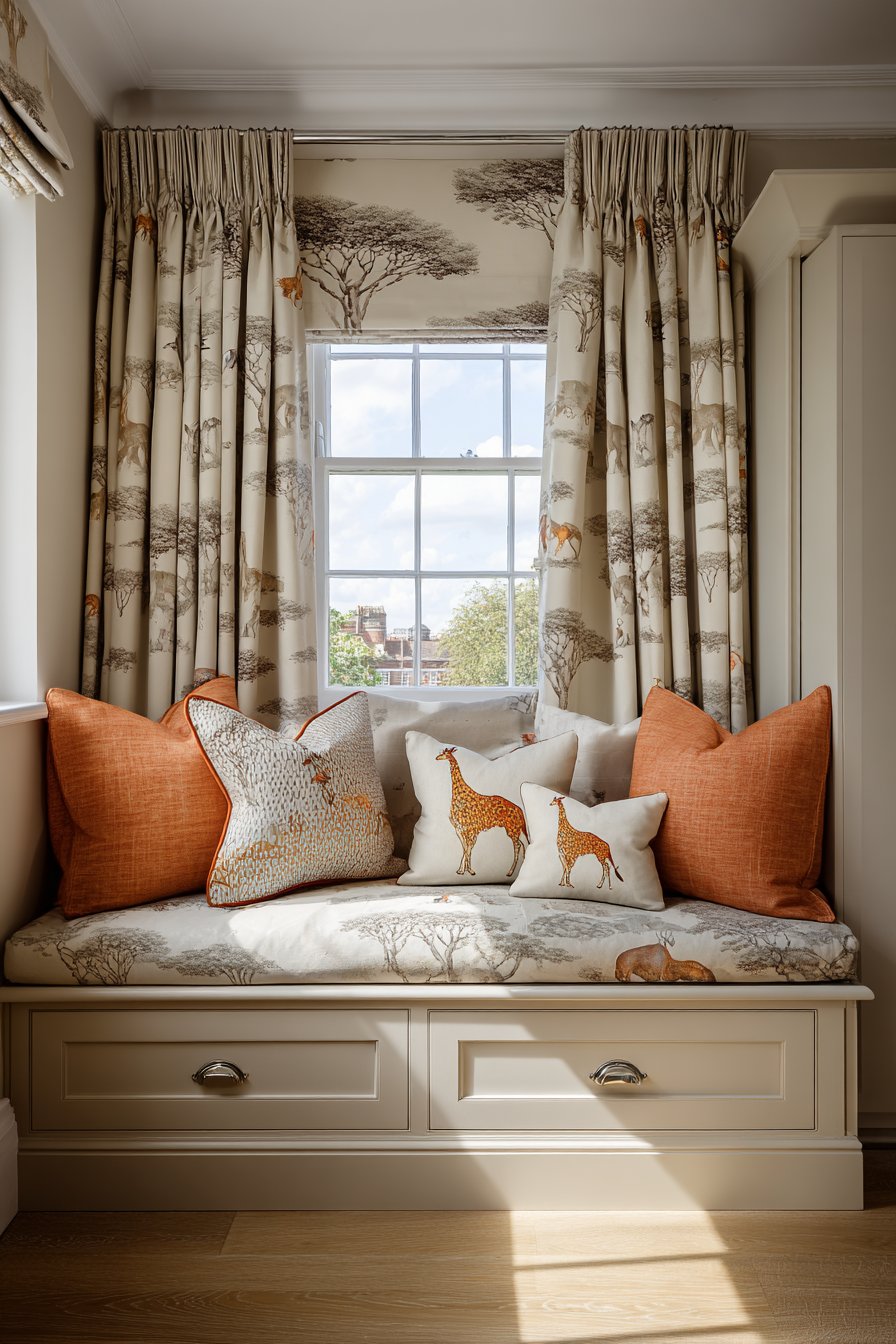 Custom Safari Print Window Treatments