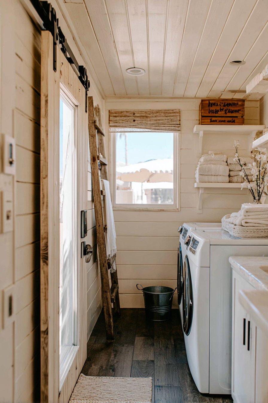 Farmhouse Aesthetic with Rustic Ladder Accent