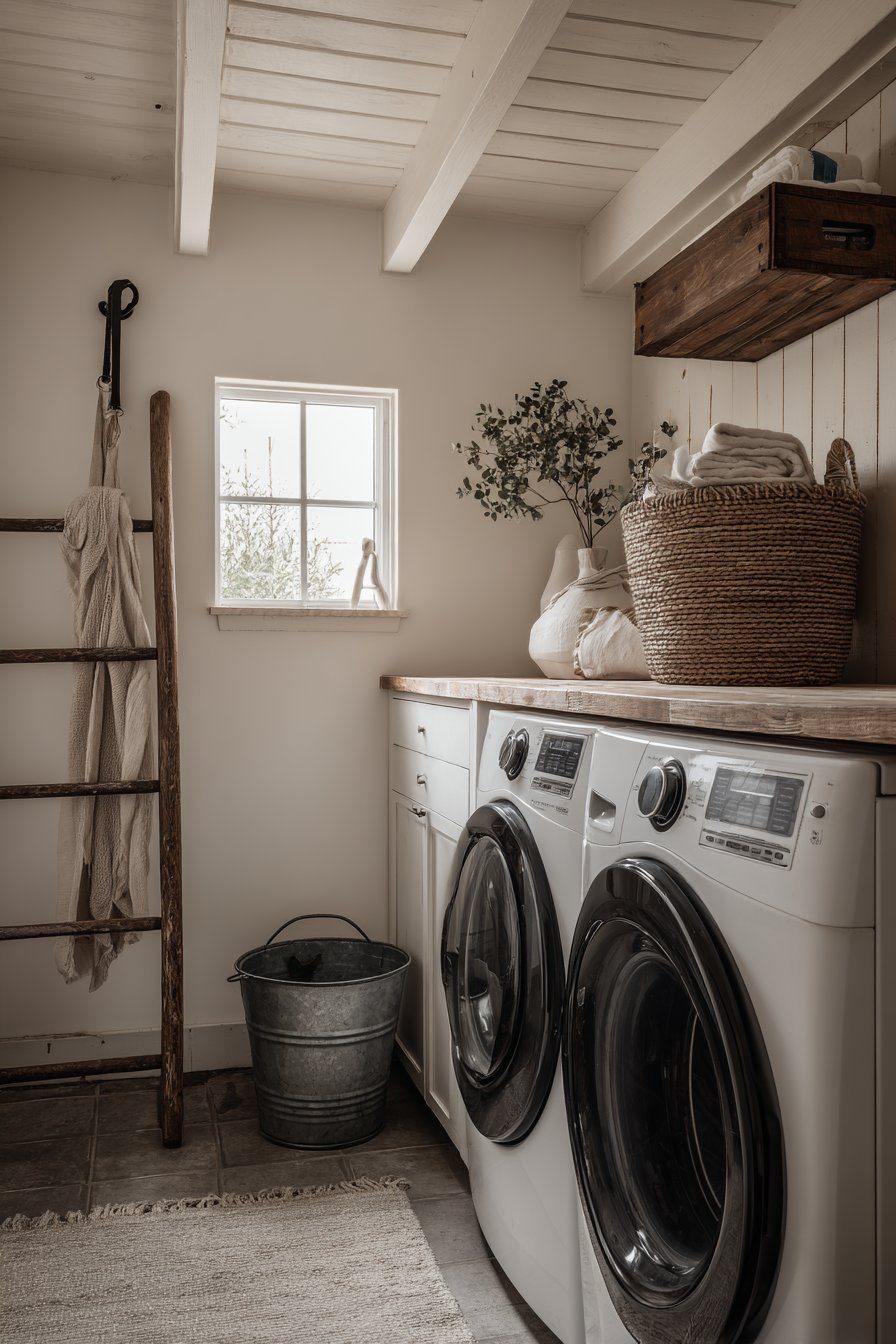 Farmhouse Aesthetic with Rustic Ladder Accent