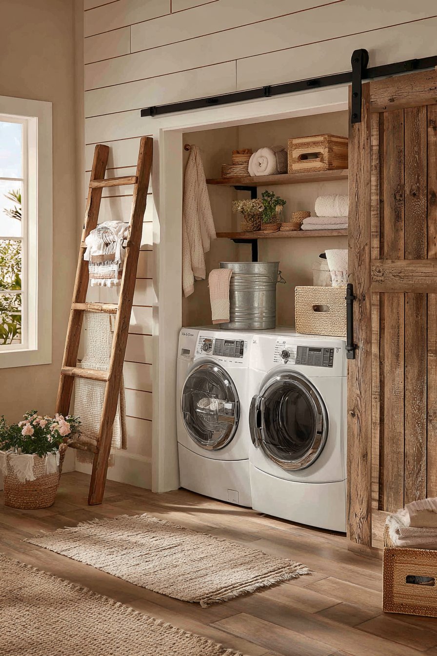 Farmhouse Aesthetic with Rustic Ladder Accent