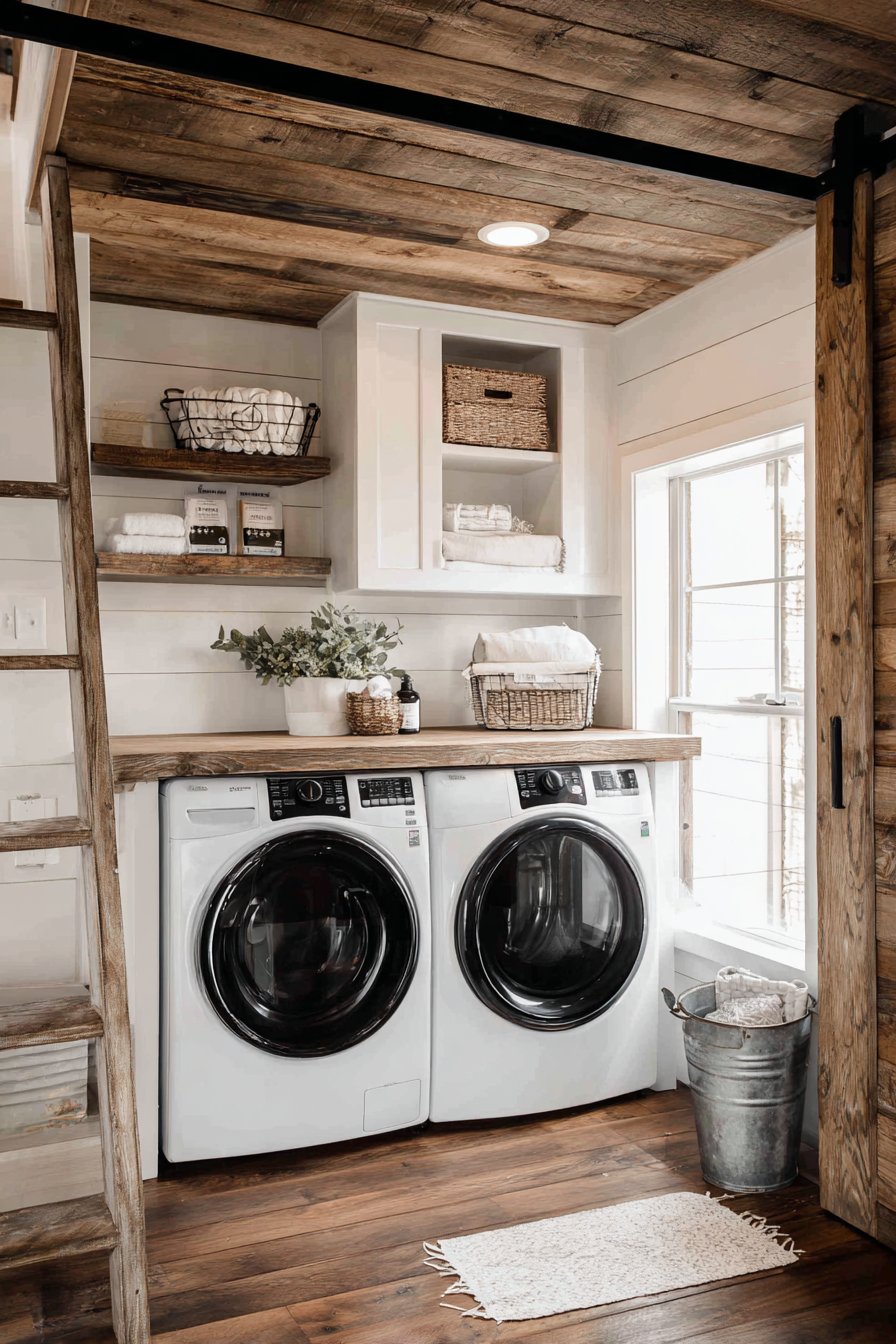 Farmhouse Aesthetic with Rustic Ladder Accent