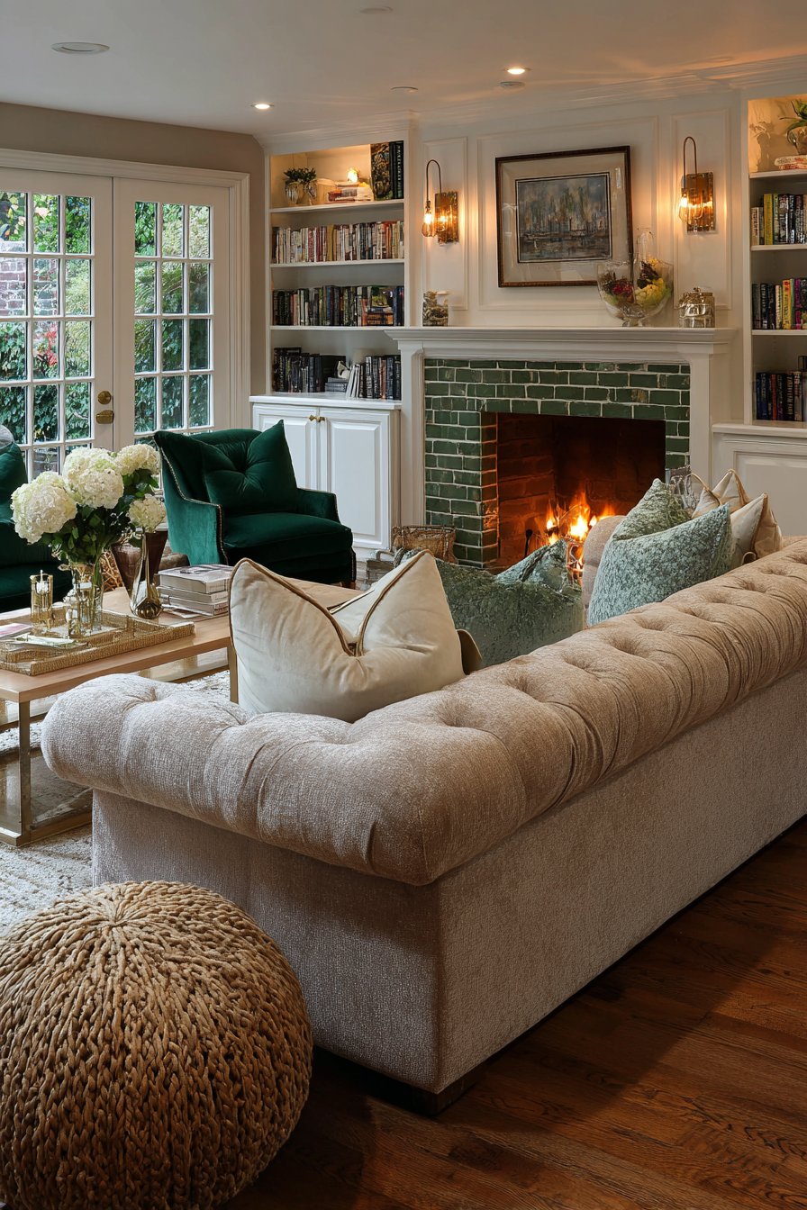 Transitional Fireplace Focal Point