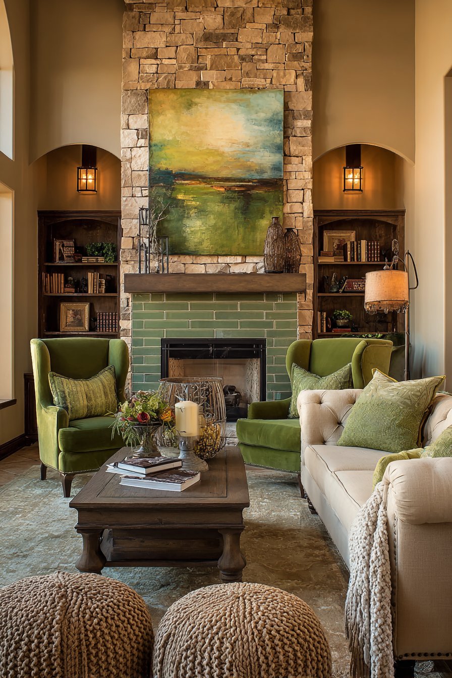 Transitional Fireplace Focal Point