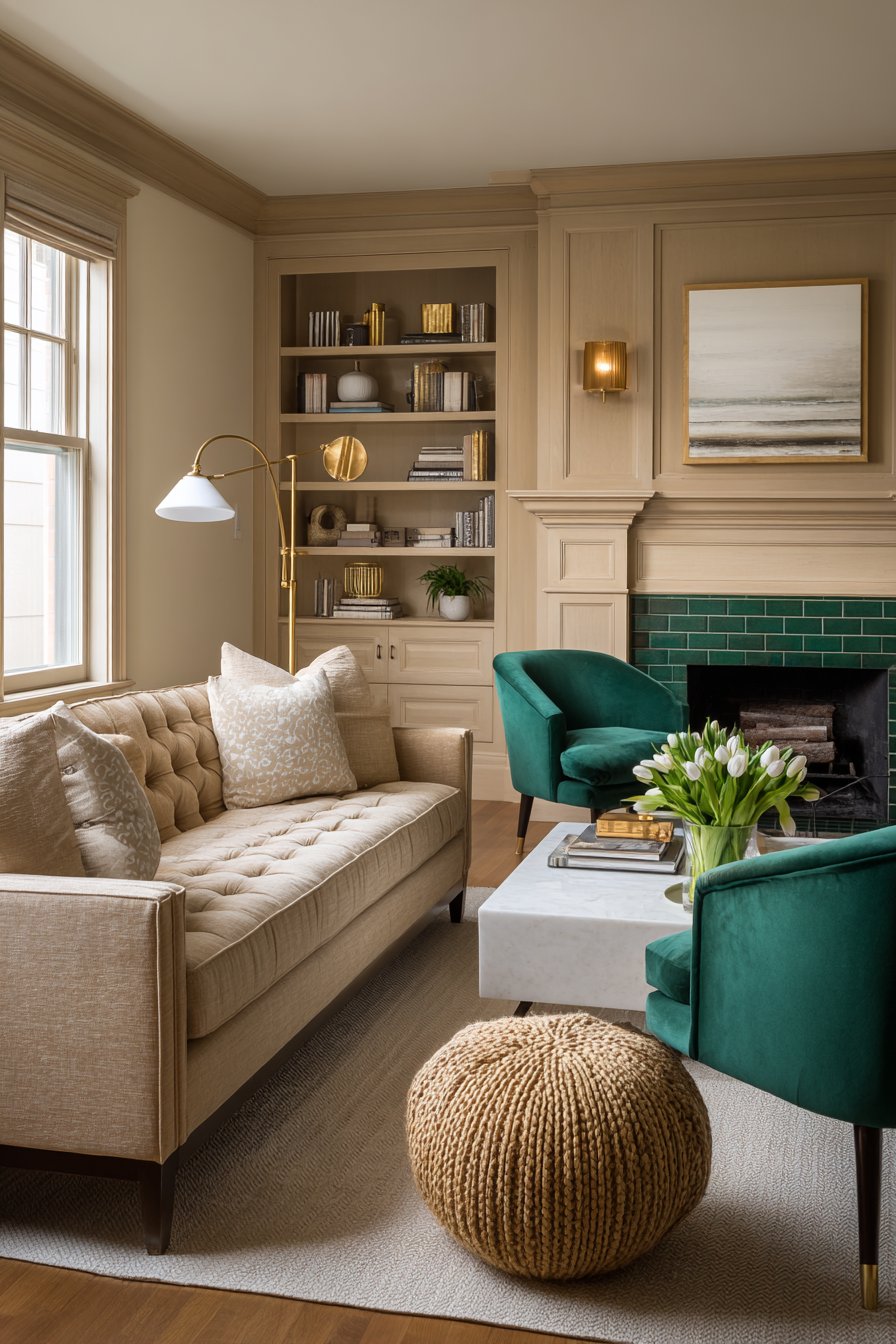 Transitional Fireplace Focal Point