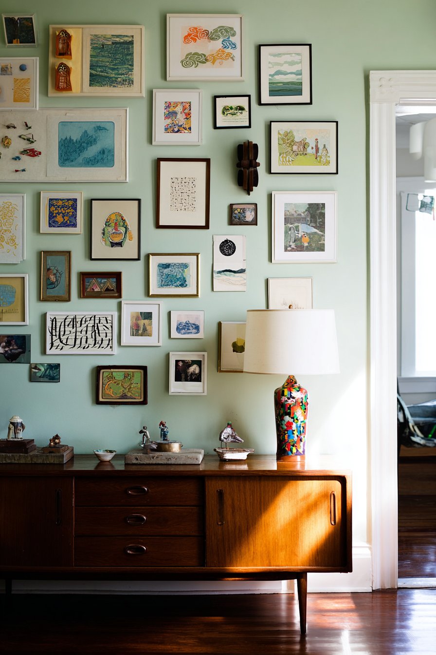 Unstructured Gallery Wall with Shadow Boxes